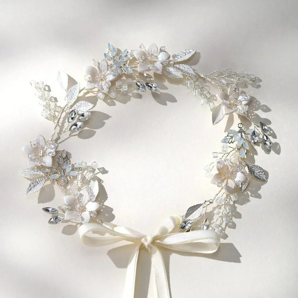 ❤️Women Sliver Handmade Bridal Headband Hair Accessories  Hair Pieces Floral - Picture 5 of 7